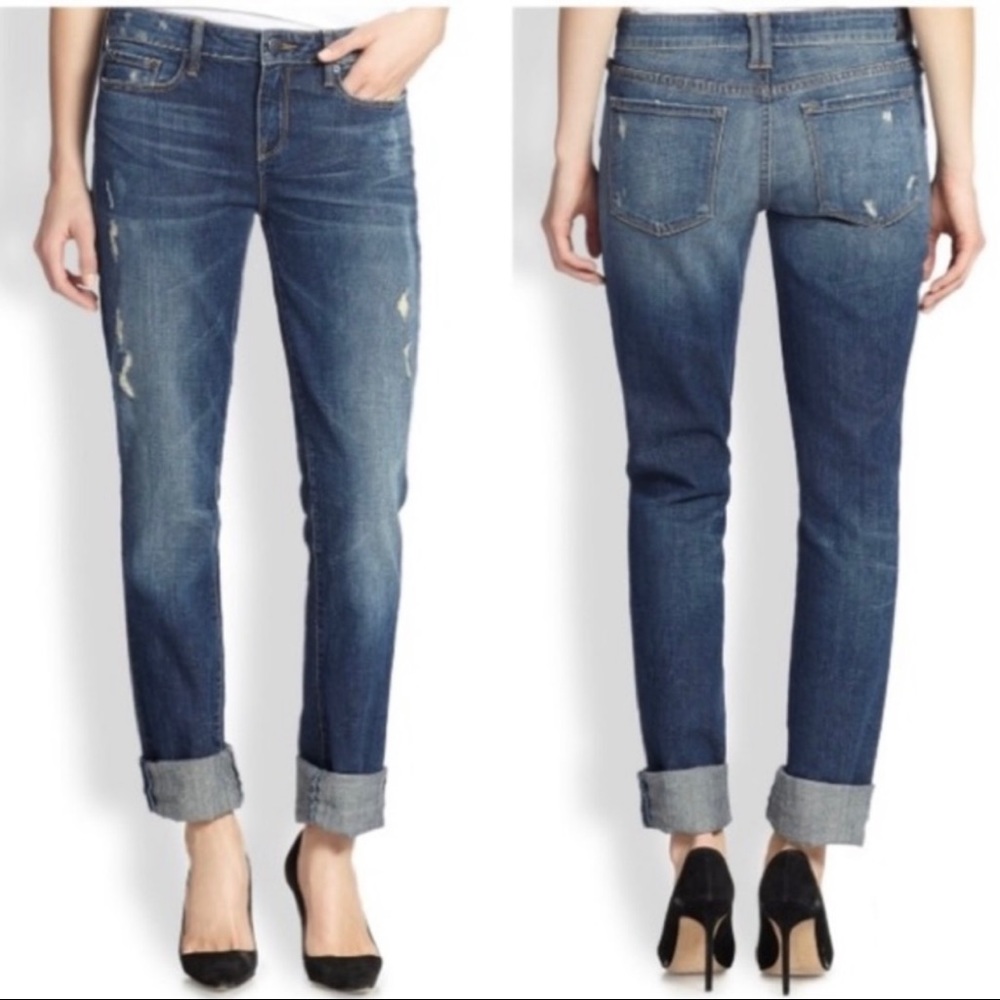 Vince Casey Cuffed Straight Destroyed Crop Jeans